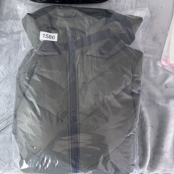 JDY Skylar Chevron Padded Jacket Long Hooded Womens Army Green Size Small - Picture 15 of 15